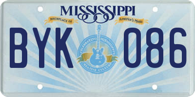 MS license plate BYK086