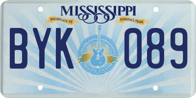 MS license plate BYK089