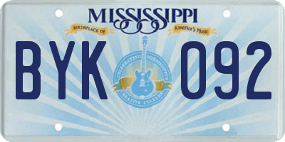 MS license plate BYK092