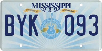 MS license plate BYK093