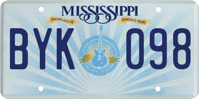 MS license plate BYK098