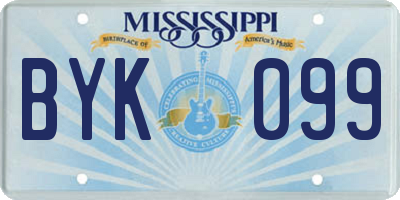 MS license plate BYK099
