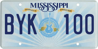 MS license plate BYK100