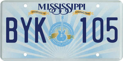 MS license plate BYK105