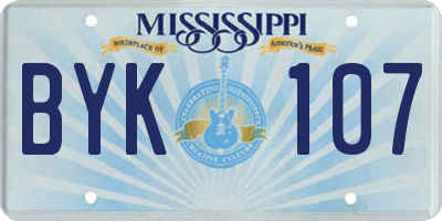 MS license plate BYK107