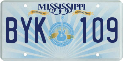 MS license plate BYK109