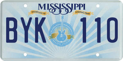MS license plate BYK110