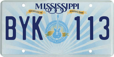 MS license plate BYK113