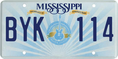 MS license plate BYK114