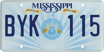 MS license plate BYK115