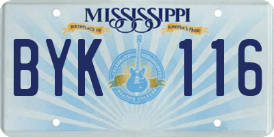 MS license plate BYK116