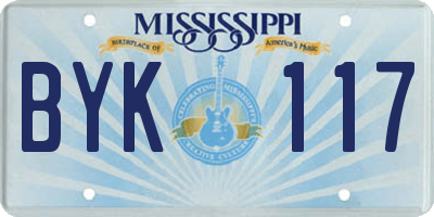 MS license plate BYK117