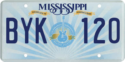 MS license plate BYK120
