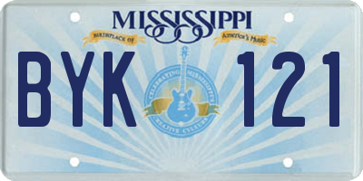 MS license plate BYK121