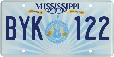 MS license plate BYK122