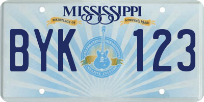 MS license plate BYK123
