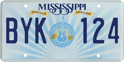 MS license plate BYK124