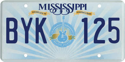 MS license plate BYK125