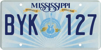 MS license plate BYK127