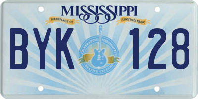 MS license plate BYK128