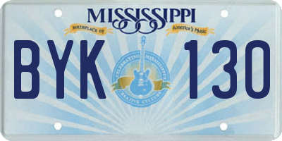 MS license plate BYK130