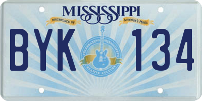 MS license plate BYK134