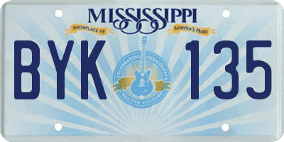 MS license plate BYK135