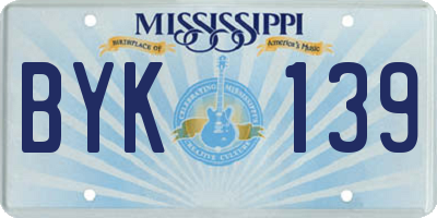 MS license plate BYK139