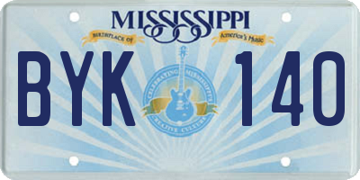 MS license plate BYK140