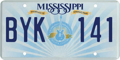 MS license plate BYK141