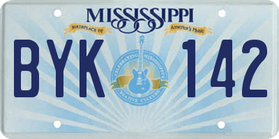 MS license plate BYK142