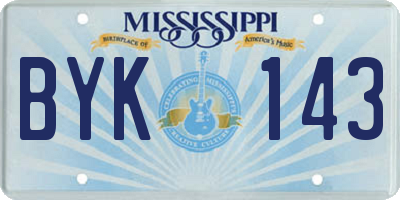 MS license plate BYK143