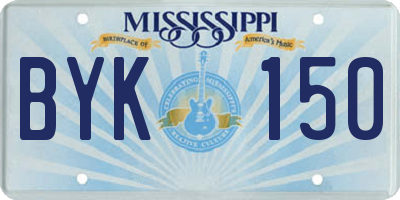 MS license plate BYK150