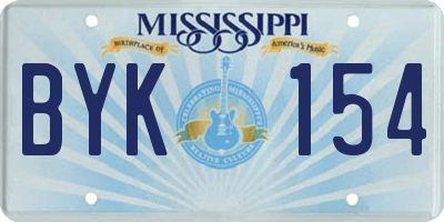 MS license plate BYK154