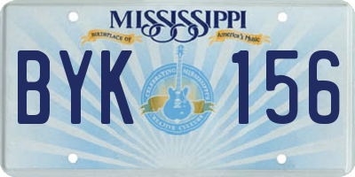MS license plate BYK156