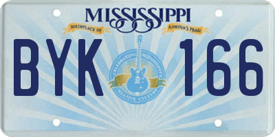 MS license plate BYK166