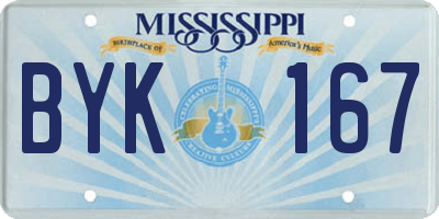 MS license plate BYK167