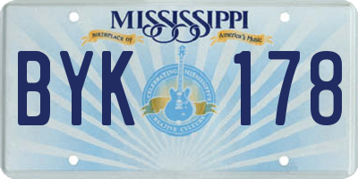 MS license plate BYK178