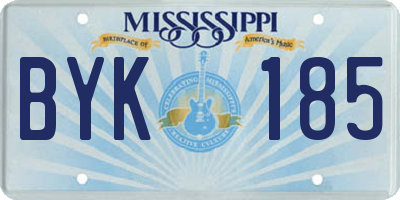 MS license plate BYK185