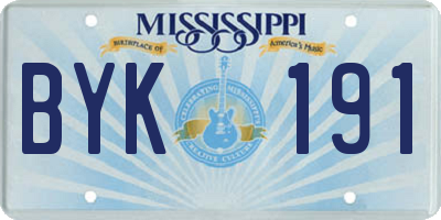 MS license plate BYK191