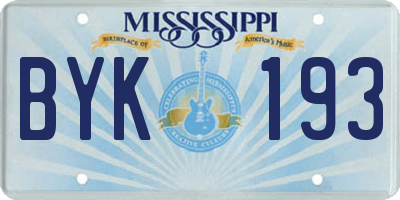 MS license plate BYK193