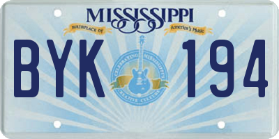 MS license plate BYK194