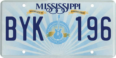 MS license plate BYK196