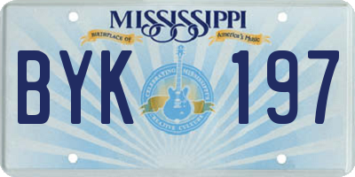 MS license plate BYK197