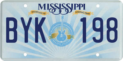 MS license plate BYK198