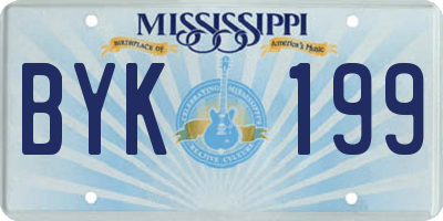 MS license plate BYK199