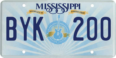 MS license plate BYK200
