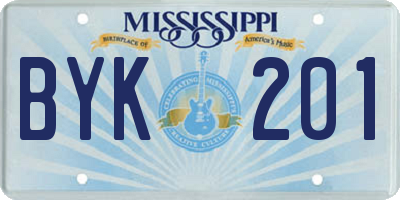 MS license plate BYK201