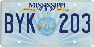 MS license plate BYK203