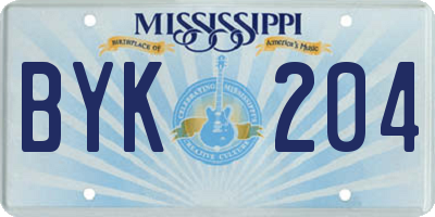 MS license plate BYK204